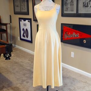 Pact organic Cotton Yellow Midi Fit and Flare w pockets